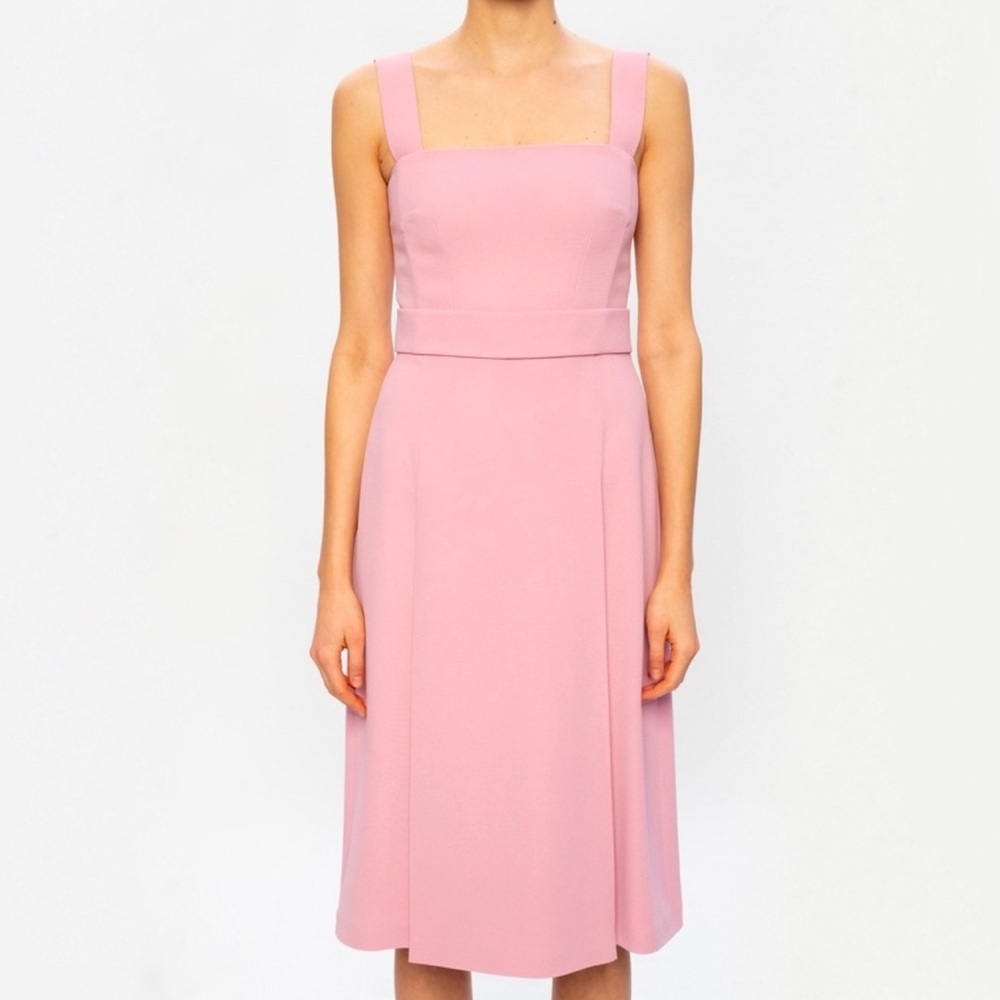Classic Feminine Audrey Monica Pink Square-Neck A-Line Dress Dolce & Gabbana - Picture 2 of 12